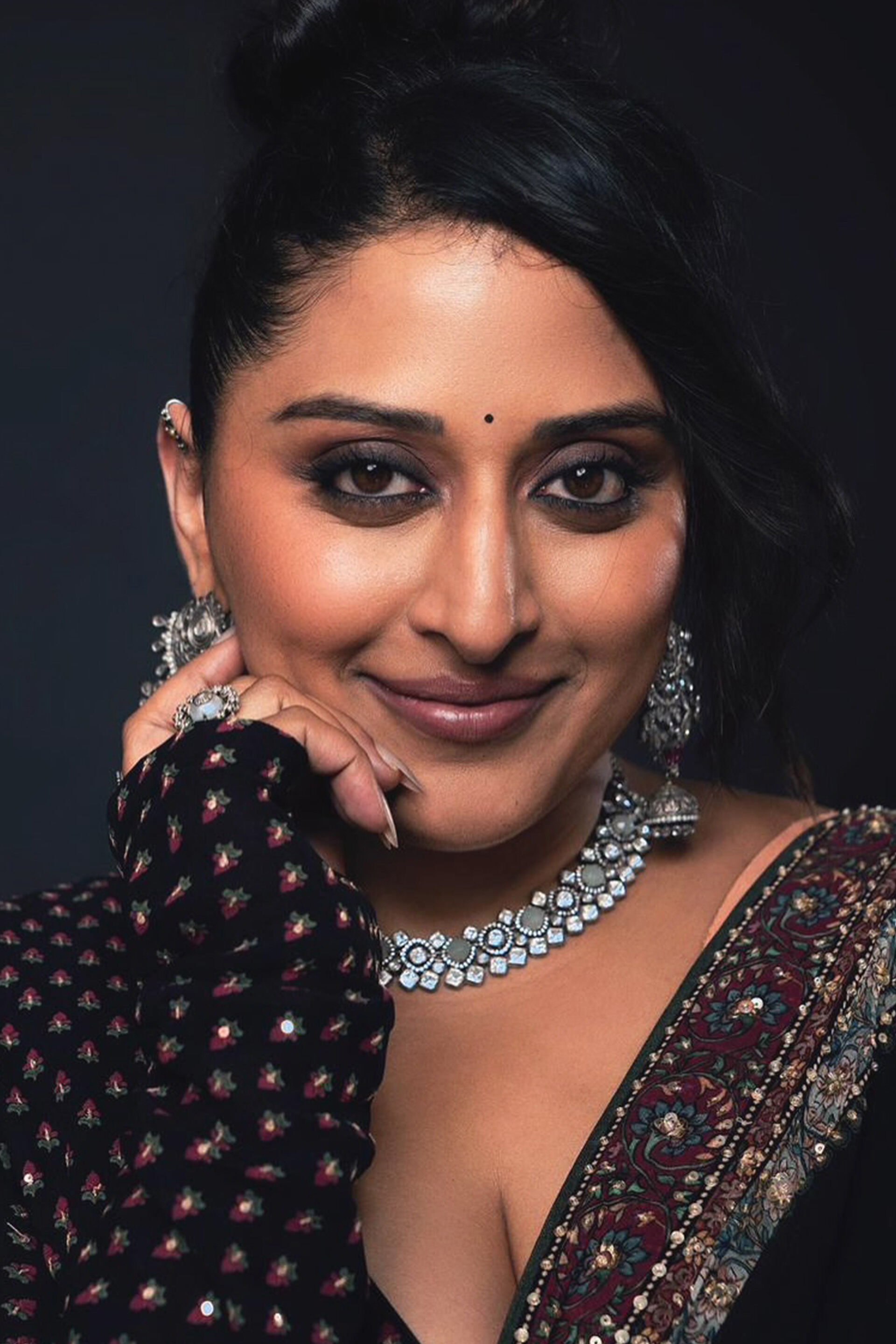 Anjana Embroidered Saree - Black, , image 6